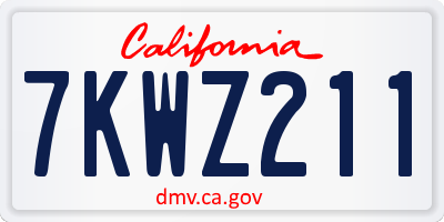 CA license plate 7KWZ211