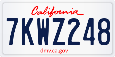 CA license plate 7KWZ248