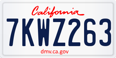 CA license plate 7KWZ263