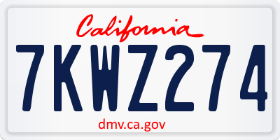 CA license plate 7KWZ274