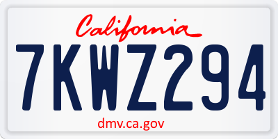 CA license plate 7KWZ294