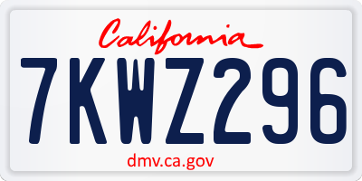 CA license plate 7KWZ296