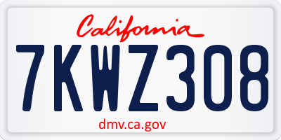 CA license plate 7KWZ308