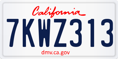 CA license plate 7KWZ313