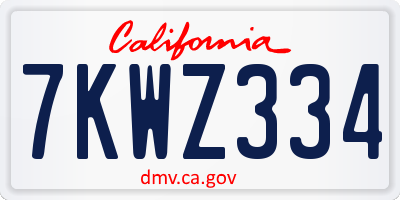 CA license plate 7KWZ334
