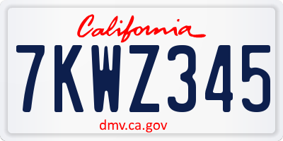 CA license plate 7KWZ345