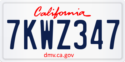 CA license plate 7KWZ347