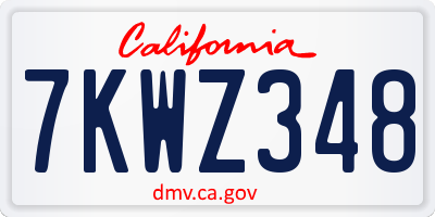 CA license plate 7KWZ348
