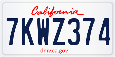 CA license plate 7KWZ374