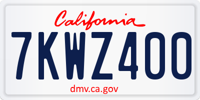 CA license plate 7KWZ400