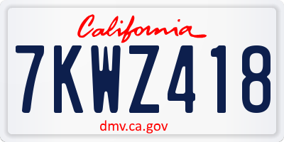 CA license plate 7KWZ418