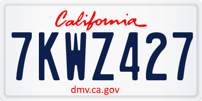 CA license plate 7KWZ427