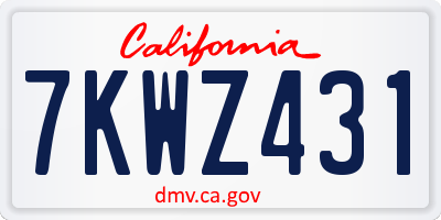 CA license plate 7KWZ431
