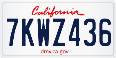 CA license plate 7KWZ436