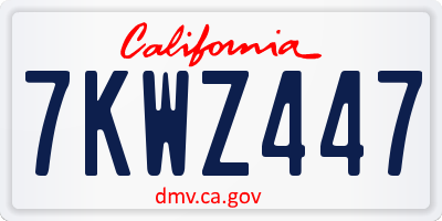CA license plate 7KWZ447