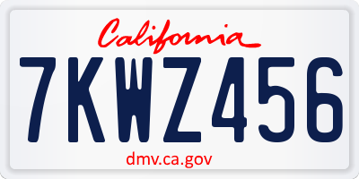 CA license plate 7KWZ456