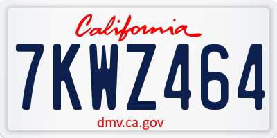 CA license plate 7KWZ464