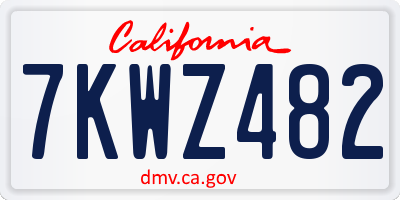 CA license plate 7KWZ482