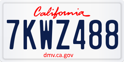 CA license plate 7KWZ488