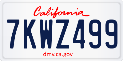 CA license plate 7KWZ499