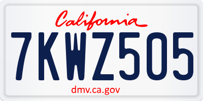 CA license plate 7KWZ505