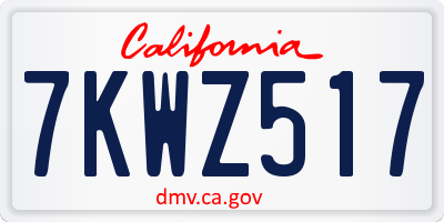 CA license plate 7KWZ517