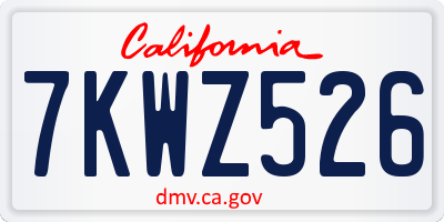 CA license plate 7KWZ526