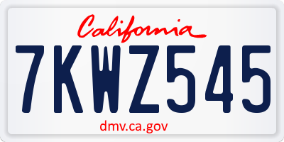 CA license plate 7KWZ545