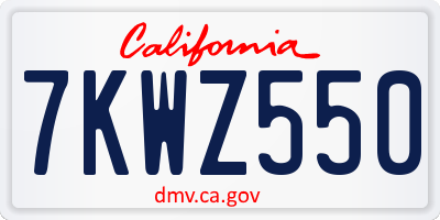 CA license plate 7KWZ550