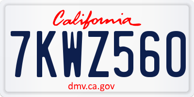 CA license plate 7KWZ560