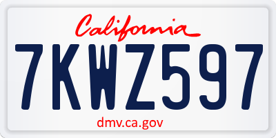 CA license plate 7KWZ597