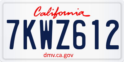 CA license plate 7KWZ612