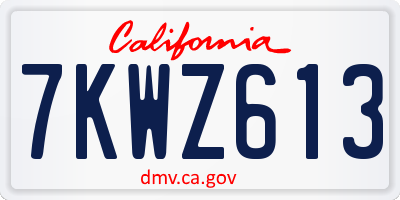 CA license plate 7KWZ613