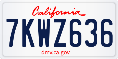 CA license plate 7KWZ636