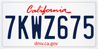 CA license plate 7KWZ675