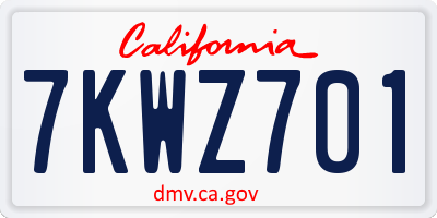 CA license plate 7KWZ701