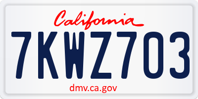 CA license plate 7KWZ703