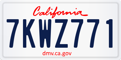 CA license plate 7KWZ771