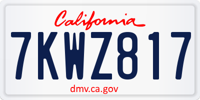 CA license plate 7KWZ817