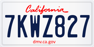 CA license plate 7KWZ827