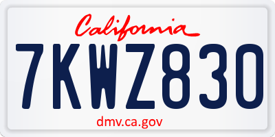 CA license plate 7KWZ830