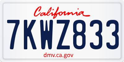 CA license plate 7KWZ833