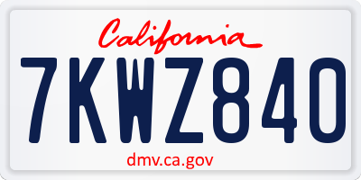 CA license plate 7KWZ840