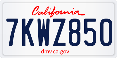 CA license plate 7KWZ850