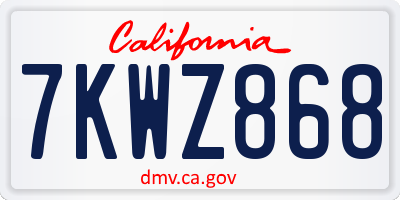 CA license plate 7KWZ868