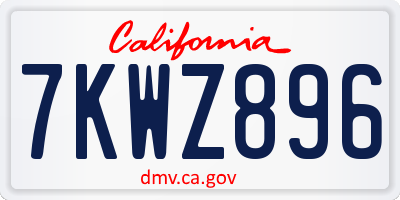 CA license plate 7KWZ896