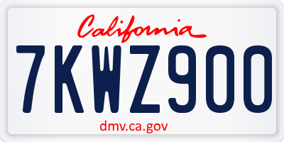 CA license plate 7KWZ900