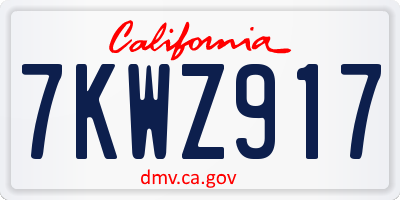 CA license plate 7KWZ917