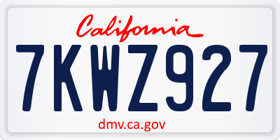 CA license plate 7KWZ927