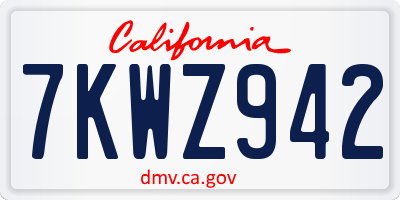CA license plate 7KWZ942